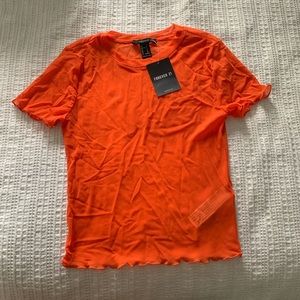 F21 Orange Mesh Top NWT